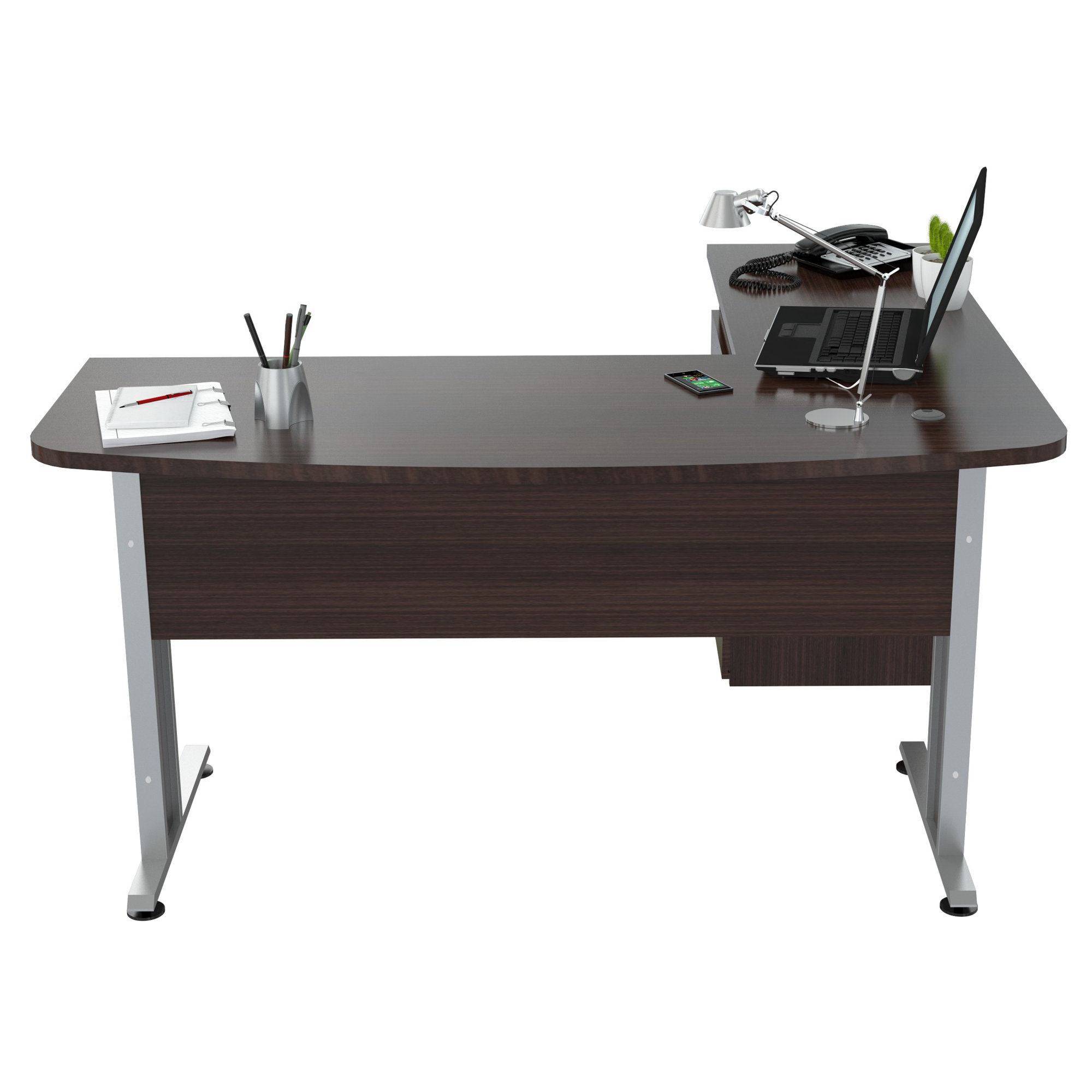 Inval Curved Top LShape Computer Desk & Reviews Wayfair